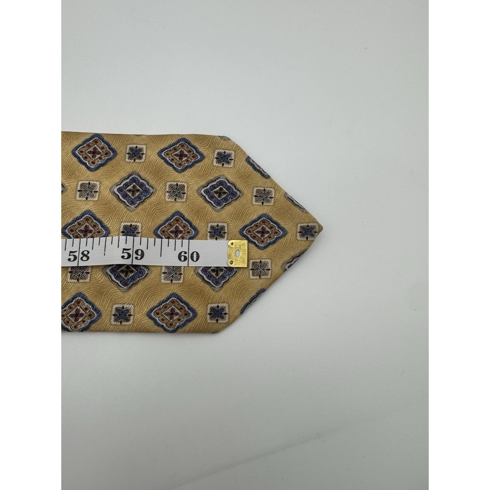 Jos A Bank Silk Tie‎ Yellow Blue Geometric Medallion Classic Mens Necktie USA - Picture 7 of 8
